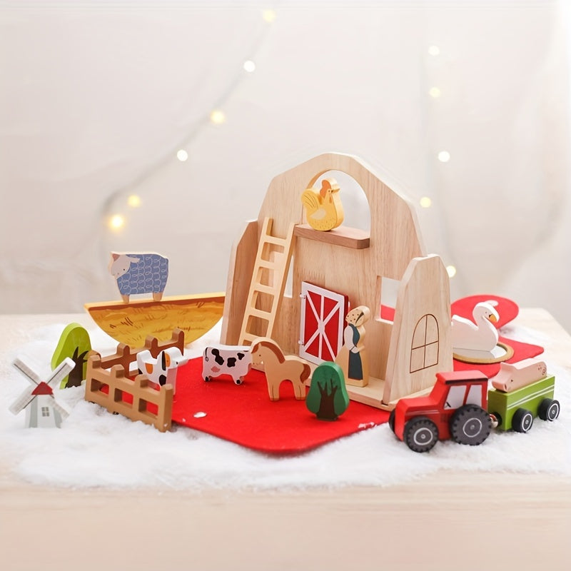 Wooden Baby Educational Play House - Animal Barn Toy Set