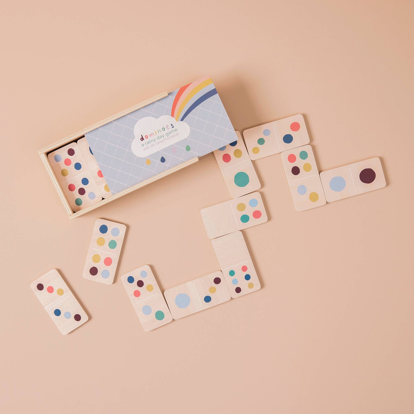 Wooden Dominoes Set - Rainbow  - Storage Box