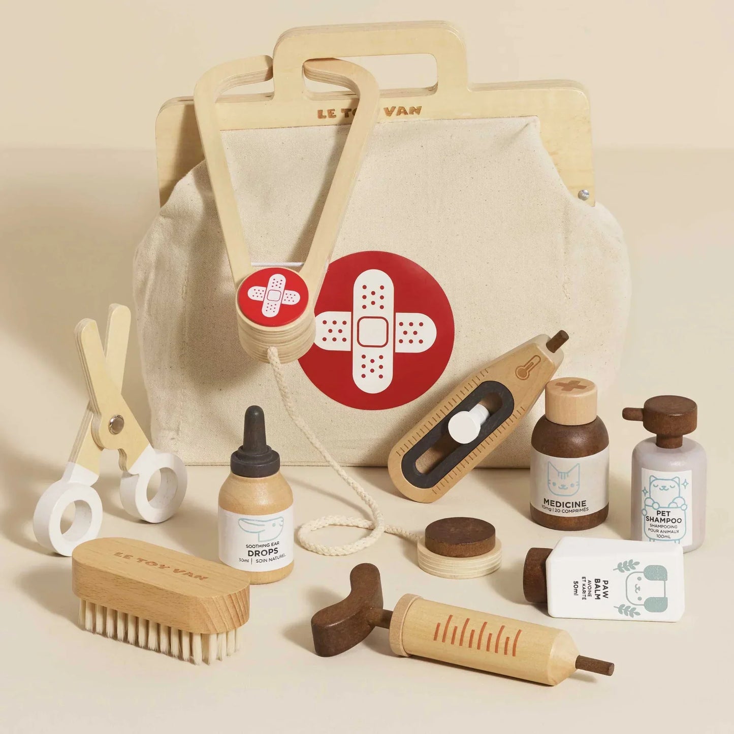 Wooden Animal Vet Set - 10 Pieces