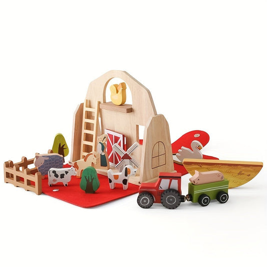 Wooden Baby Educational Play House - Animal Barn Toy Set