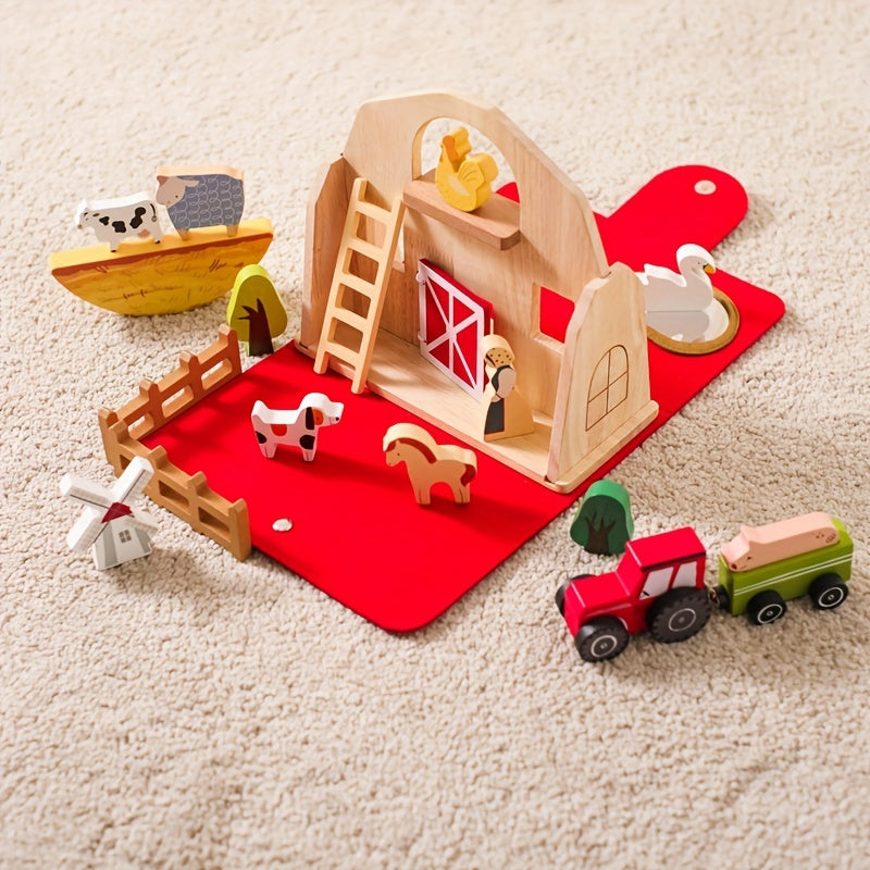 Wooden Baby Educational Play House - Animal Barn Toy Set