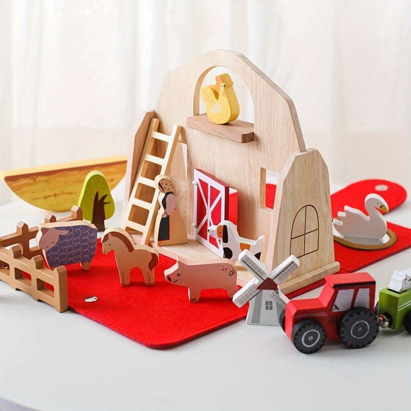 Wooden Baby Educational Play House - Animal Barn Toy Set