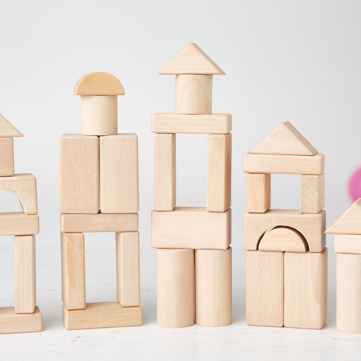 Wooden Building Blocks Set - 50 Pieces - Natural Wood
