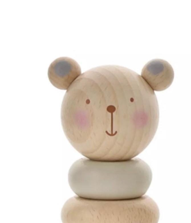 Wooden Stacking Rings Toy - Animal Character - 5 Rings