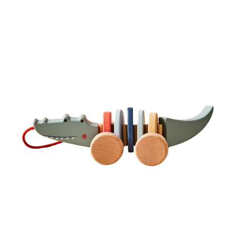 Wooden Crocodile Pull Along Toy - Colorful -