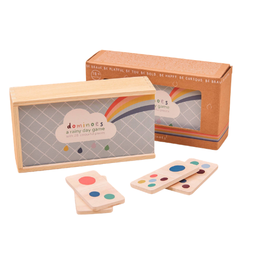 Wooden Dominoes Set - Rainbow  - Storage Box