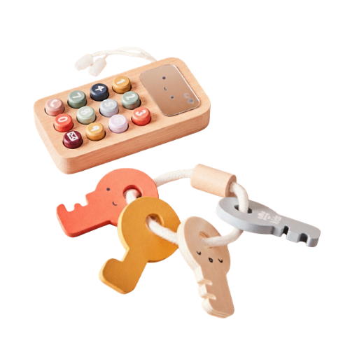 Wooden Phone & Keys Toy Set - Pretend Play